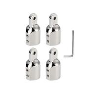 Vilgftyiet Embouts en acier inoxydable 316 pour cadre supérieur Bimini - 2,2 cm ID pour tubes ronds de 2,2 cm OD - Matériel de qualité marine avec finition polie, comprend 4 capuchons et vis, argenté