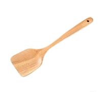 Vilgftyiet Ensemble d'ustensiles de cuisine en bois d'acacia antiadhésifs à poignée lisse avec spatule et cuillère, vaisselle anti-fissures pour la cuisine à la maison (spatule plate)
