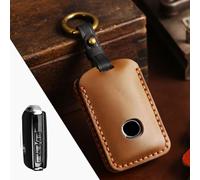 Vilgftyiet Étui en cuir pour clé de voiture Mazda 3, Axela, CX-30, CX30, CX-5, CX5, CX-4, CX8, CX9 - Résistant aux rayures et à la décoloration - Porte-clé sécurisé (noir/bleu/marron)