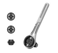 Vilgftyiet Extension de support de guidon de vélo en alliage d'aluminium pour Garmin et pour ordinateur de vélo Bryton, compatible avec éclairage de compteur de vélo et support de caméra, noir/rouge