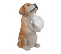 Vilgftyiet Figurine de chien réaliste à énergie solaire pour décoration de jardin et terrasse Blanc