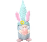 Vilgftyiet Figurine lapin de Pâques en tissu doux pour décoration de table | Figurine de lapin de Pâques en tissu doux avec oreilles roses et chapeau bleu qui apporte du charme à la décoration de table.