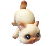 Vilgftyiet Figurines de chat pour pots, décoration de jardin en résine fabriquée à la main avec résistance aux intempéries et imperméable, statues miniatures à suspendre pour terrasse et cour, jaune