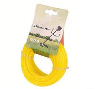 Vilgftyiet Fil en nylon pour tondeuse à gazon 2,7 mm x 15 m carré/rond - Convient à la plupart des têtes de débroussailleuse - Résistant à la casse - Haute efficacité de coupe (carré jaune)