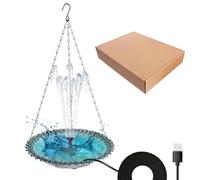 Vilgftyiet Fontaine flottante alimentée par USB pour le jardin avec 4 buses de pulvérisation remplaçables, construction en plastique et métal, câble de 1,5 m, bleu gris