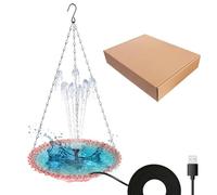 Vilgftyiet Fontaine flottante alimentée par USB pour le jardin avec 4 buses de pulvérisation remplaçables, construction en plastique et métal, câble de 1,5 m, bleu clair rouge