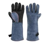 Vilgftyiet Gants de soudage TIG 40,6 cm en cuir de vache 1,3 mm résistants à la chaleur jusqu'à 500 °C avec couche de feuille d'aluminium pour soudeur MIG BBQ cheminée