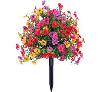 Vilgftyiet Grandes fleurs violettes artificielles avec picots pour jardin, terrasse et décoration de la maison, 58 cm, plantes artificielles violettes pour extérieur et intérieur