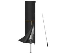 Vilgftyiet Housse de parasol de jardin imperméable en tissu Oxford 420D avec revêtement PU et protection UV, coupe-vent, housse de protection pour parasol d'extérieur en noir, 240 cm, 183 x 25/35 cm