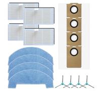 Vilgftyiet Kit d'accessoires de rechange pour aspirateur robot Ultenic pour T20 Pro T10/Lite pour Honor Choice S3 S3 Plus R3 R3 Plus, 4 filtres HEPA, 4 chiffons, 4 sacs à poussière, 4 brosses