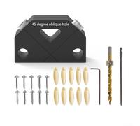 Vilgftyiet Kit de gabarit de poche avec guide de perçage à 45 degrés pour le travail du bois sans fixation, crée des joints de cheville solides sans vis ni clous, parfait pour les meubles et les