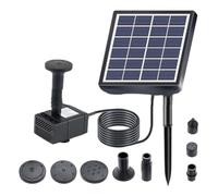 Vilgftyiet Kit de pompe à fontaine solaire avec 5 buses pour bassin de jardin, bain d'oiseaux ou aquarium - Noir, 20 x 5 x 20 cm, fontaine à énergie solaire pour décoration extérieure