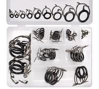Vilgftyiet Kit de réparation d'anneaux de guidage pour canne à pêche - Lot de 40 ou 45 pointes en céramique avec renfort métallique double couche, sortie de fil lisse, pour construction de canne à