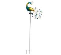Vilgftyiet Lampe de jardin solaire en forme de paon pour décoration extérieure, décoration de pelouse en métal avec piquet de sol, 110 x 37,5 cm, pour terrasse et pelouse