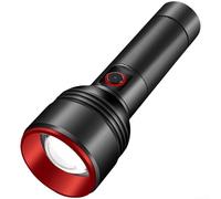 Vilgftyiet Lampe de poche LED rechargeable par USB, intensité variable en continu et mise au point, corps en alliage d'aluminium pour camping, batterie externe intégrée (A)