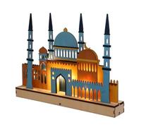 Vilgftyiet Lampe LED 3D en bois lune étoile Ramadan Eid Mubarak décoration | La lumière en bois en forme de lune et d'étoile offre une lueur chaleureuse pour les fêtes du Ramadan et de l'Aïd dans toute