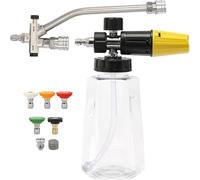 Vilgftyiet Lance à mousse pour nettoyeur haute pression avec fixation à double pointe et 5 embouts de buse, connexion rapide de 6,35 mm pour un nettoyage épais de mousse de neige