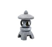 Vilgftyiet Lanterne solaire style pagode, lampe de jardin LED rechargeable à énergie solaire avec imitation pierre et résine, marche/arrêt automatique pour décoration extérieure, gris