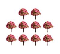 Vilgftyiet Lot de 10 arbres artificiels miniatures roses de 4 cm pour jardin féérique, paysage ferroviaire, architecture et décorations de diorama à faire soi-même