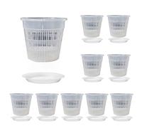 Vilgftyiet Lot de 10 pots à orchidée transparents avec trous et bases en ABS pour plantes grasses, violettes, cactus - Design respirant avec drainage pour la croissance des racines