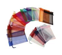 Vilgftyiet Lot de 10 sachets en organza avec cordon de serrage Multicolore | Dix pochettes en organza transparent dans des tons pastel assortis pour garder vos bijoux et petits souvenirs fermés en toute