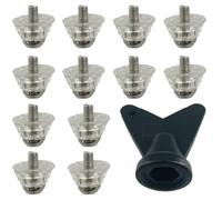 Vilgftyiet Lot de 12 crampons de rechange pour chaussures de football, filetage de 5 mm, pointes en plastique et métal, traction stable antidérapante pour chaussures d'herbe et de rugby, 13 mm