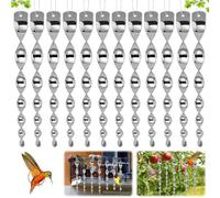 Vilgftyiet Lot de 12 tiges réfléchissantes de dissuasion pour oiseaux - 40 cm - Style carillon à vent en spirale - Avec cordon de rotation élastique - Pour culture de jardin et protection des biens