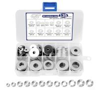 Vilgftyiet Lot de 135 rondelles en acier inoxydable pour boulons de tailles M3 à M10, rondelles antirouille pour environnements humides et extérieurs, ensemble de rondelles résistantes à la corrosion