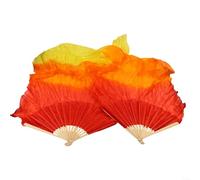 Vilgftyiet Lot de 2 éventails de danse professionnels de 1,5 m, 16 baleines de long pour performance sur scène, matériau imitation soie synthétique, couleur noire (rouge)