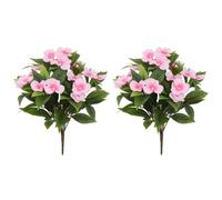 Vilgftyiet Lot de 2 fleurs artificielles impatiens 38 cm | Ces fleurs artificielles réalistes offrent une couleur vive toute l'année sans entretien.