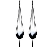 Vilgftyiet Lot de 2 suspensions de plantes en macramé pour intérieur et extérieur, pour pot de fleurs tressé en corde de chanvre avec crochet, 100 cm, panier suspendu bohème pour décoration de jardin