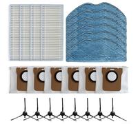 Vilgftyiet Lot de 24 pièces de rechange pour 360 pour Botslab S8 Plus, 4 filtres, 6 chiffons de serpillères, 6 sacs à poussière, 8 brosses latérales