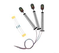 Vilgftyiet Lot de 3 lampes LED pré-câblées 3 signaux d'aspect pour ensembles de trains OO Scale Railway Building Junction Home Signal Accessoires