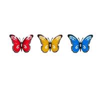 Vilgftyiet Lot de 3 pendentifs en métal en forme de papillon - Décoration de jardin pour patio, terrasse ou serre - Jaune, rouge, bleu