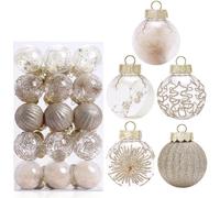 Vilgftyiet Lot de 30 boules de Noël incassables en plastique brillant mat pailleté et creux pour décoration de fête de mariage avec ficelle de suspension - 6 cm