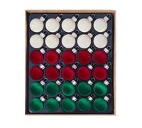 Vilgftyiet Lot de 30 mini boules de Noël en plastique incassable - Finition mate brillante et pailletée - pour décoration de petit sapin de Noël, couronne et guirlande - Rouge, bleu, doré B - 30 mm