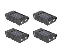 Vilgftyiet Lot de 4 appliques murales solaires de jardin étanches avec modes d'éclairage chaud et blanc pour extérieur, terrasse, clôture, jardin, décoration d'escalier, lumière chaude