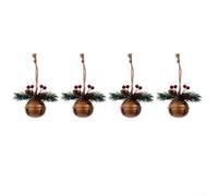 Vilgftyiet Lot de 4 cloches de Noël en acier inoxydable à suspendre pour couronne d'arbre ou centre de table festif, avec boucles de suspension simples pour la maison (3)