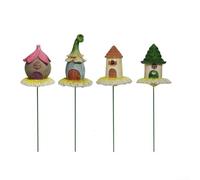 Vilgftyiet Lot de 4 décorations miniatures en résine pour décoration de | Fabriqué à partir de résine résistante aux intempéries avec des détails semi-fabriqués à la main pour un affichage extérieur