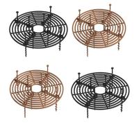 Vilgftyiet Lot de 4 grilles de pot de fleurs, 19/30 cm, en plastique avec piquets pour protection des animaux domestiques, intérieur et extérieur, marron-noir