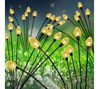 Vilgftyiet Lot de 4 lanternes solaires à LED - Blanc chaud - 70 cm - Pour décoration extérieure de jardin et d'allée