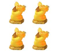 Vilgftyiet Lot de 4 mini figurines de dragon du Nouvel An chinois en résine pour décoration de jardin, tableau de bord de voiture, gâteau et Feng Shui, sculpture d'animal doré