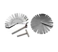 Vilgftyiet Lot de 4 outils de réglage de soupape de moteur de moto avec jauge d'épaisseur à 48 lames et clé de type T, compatible avec la plupart des motos et scooters, argenté