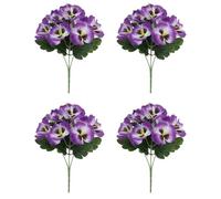 Vilgftyiet Lot de 4 pensées artificielles 35 cm | Ces pensées artificielles réalistes apportent des couleurs vives à votre décoration d'intérieur sans entretien.