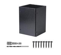 Vilgftyiet Lot de 4 protections de poteaux de clôture réglables en acier inoxydable pour poteaux en bois, 8,4 cm à 15,2 cm de diamètre, revêtement en poudre noir antirouille