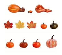 Vilgftyiet Lot de 48 citrouilles artificielles pour décoration d'Halloween | Créez une récolte dynamique avec cet ensemble de 48 citrouilles artificielles et feuilles d'automne idéal pour les tables