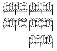 Vilgftyiet Lot de 5 clôtures décoratives d'extérieur en polypropylène noir avec design incurvé, facile à assembler pour parterres de fleurs et aménagement paysager