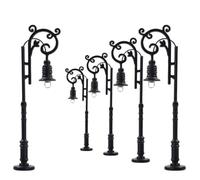 Vilgftyiet Lot de 5 lampes de jardin à l'échelle HO avec LED blanc chaud, compatibles 3 V AC/DC, lampadaires réglables en acier pour modélisme ferroviaire et dispositions de bâtiments, échelle de