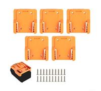 Vilgftyiet Lot de 5 supports de fixation de batterie pour outils Ridgid et AEG 18 V, support mural en plastique robuste pour un rangement sécurisé et une organisation peu encombrante dans l'atelier