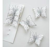 Vilgftyiet Lot de 6 papillons à paillettes pour sapin de Noël 8,5 cm | Améliorez votre décoration festive avec six décorations papillon à paillettes à clipser adaptées aux arbres